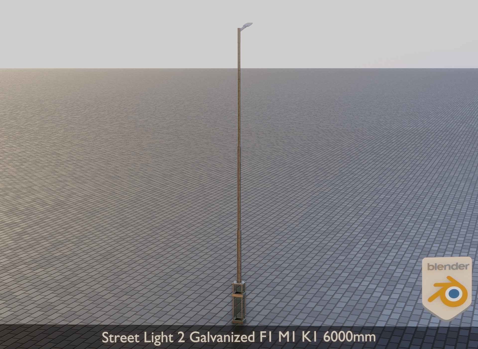 Street Light 2 Galvanized F1 M1 K1 6000mm Low-poly 3D model_12