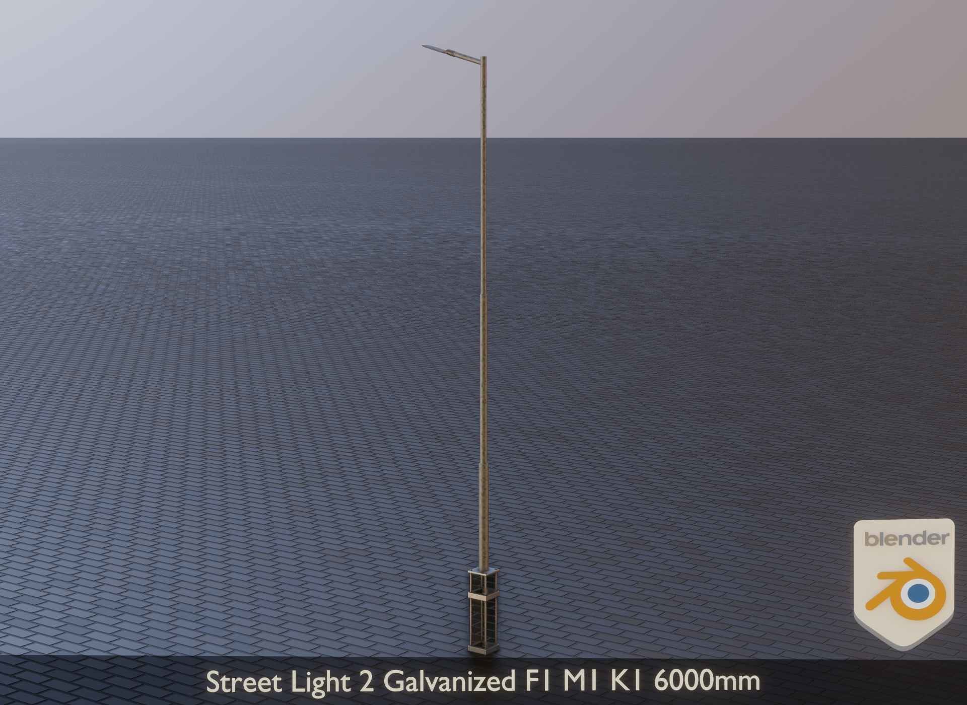 Street Light 2 Galvanized F1 M1 K1 6000mm Low-poly 3D model_4