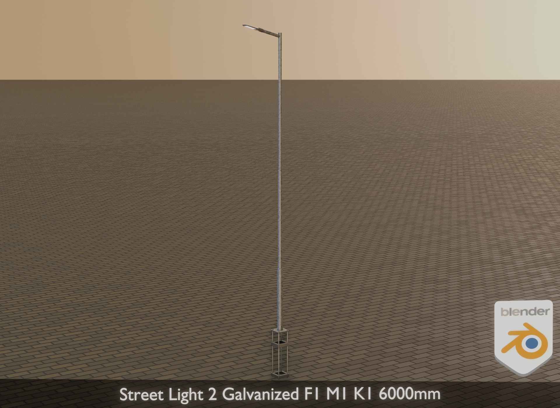 Street Light 2 Galvanized F1 M1 K1 6000mm Low-poly 3D model_36