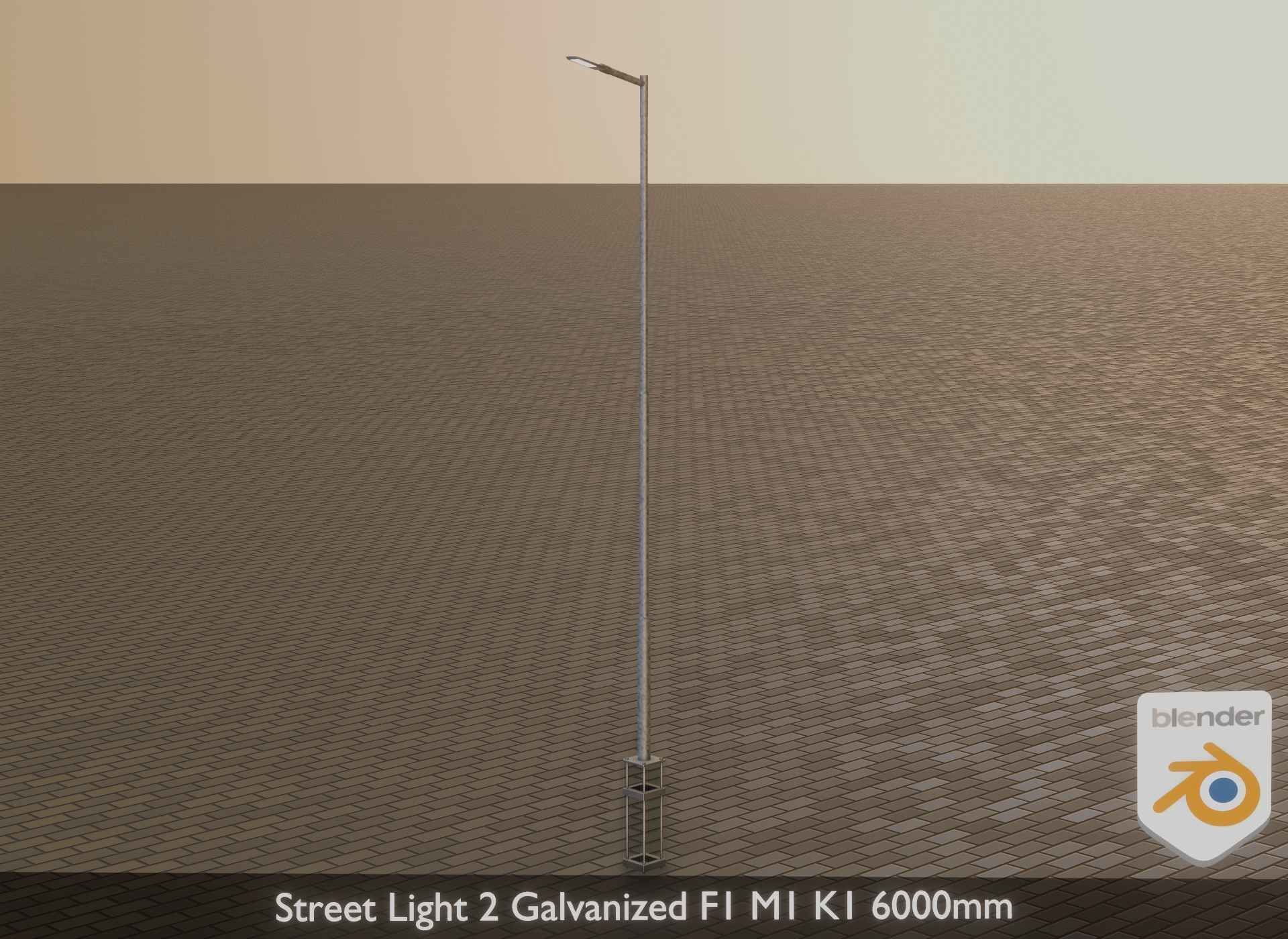 Street Light 2 Galvanized F1 M1 K1 6000mm Low-poly 3D model_41