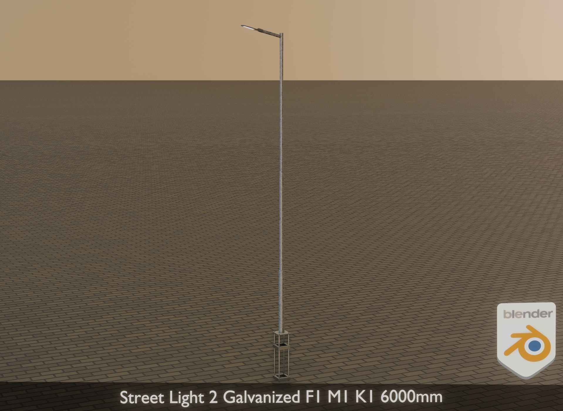 Street Light 2 Galvanized F1 M1 K1 6000mm Low-poly 3D model_37