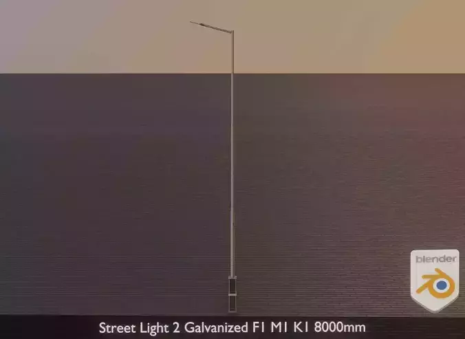 Street Light 2 Galvanized F1 M1 K1 8000mm Low-poly 3D model