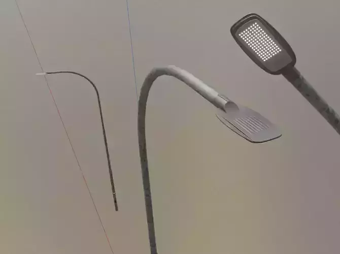 Street Light 2 Galvanized F1 M2 K0 6000mm Low-poly 3D model