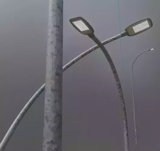 Street Light 2 Galvanized F1 M3 K0 6000mm Low-poly 3D model