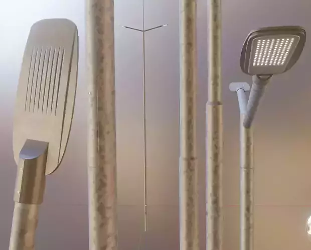 Street Light 2 Galvanized F2 M1 K0 10000mm Low-poly 3D model