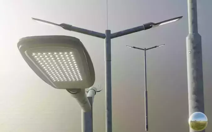 Street Light 2 Galvanized F2 M1 K0 3000mm Low-poly 3D model