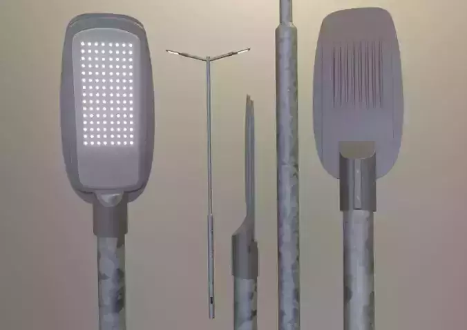 Street Light 2 Galvanized F2 M1 K0 4500mm Low-poly 3D model