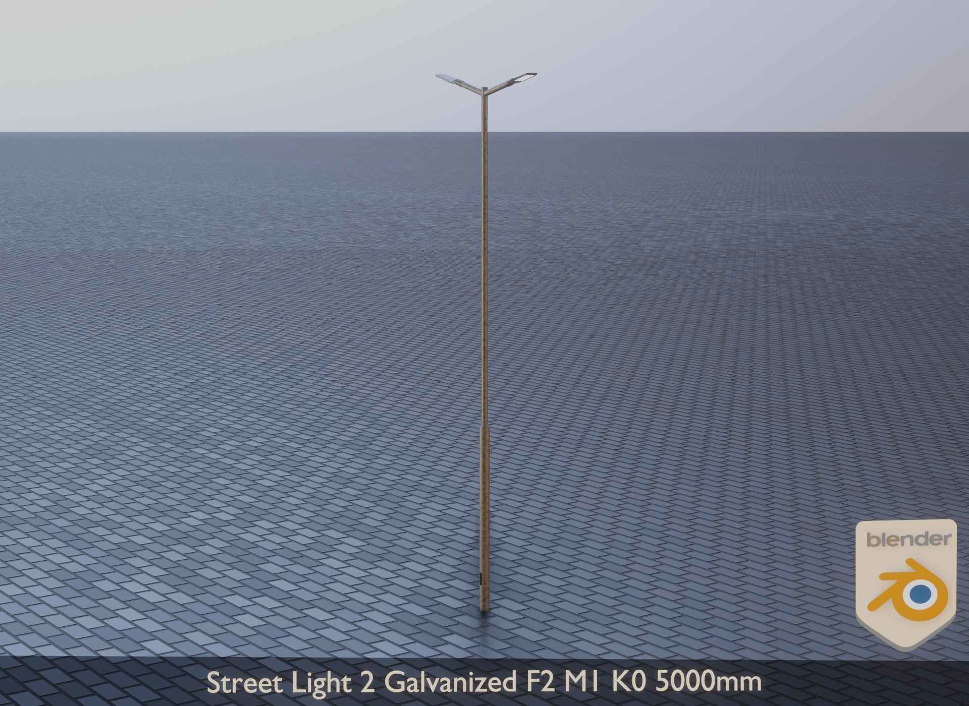 Street Light 2 Galvanized F2 M1 K0 5000mm Low-poly 3D model_7