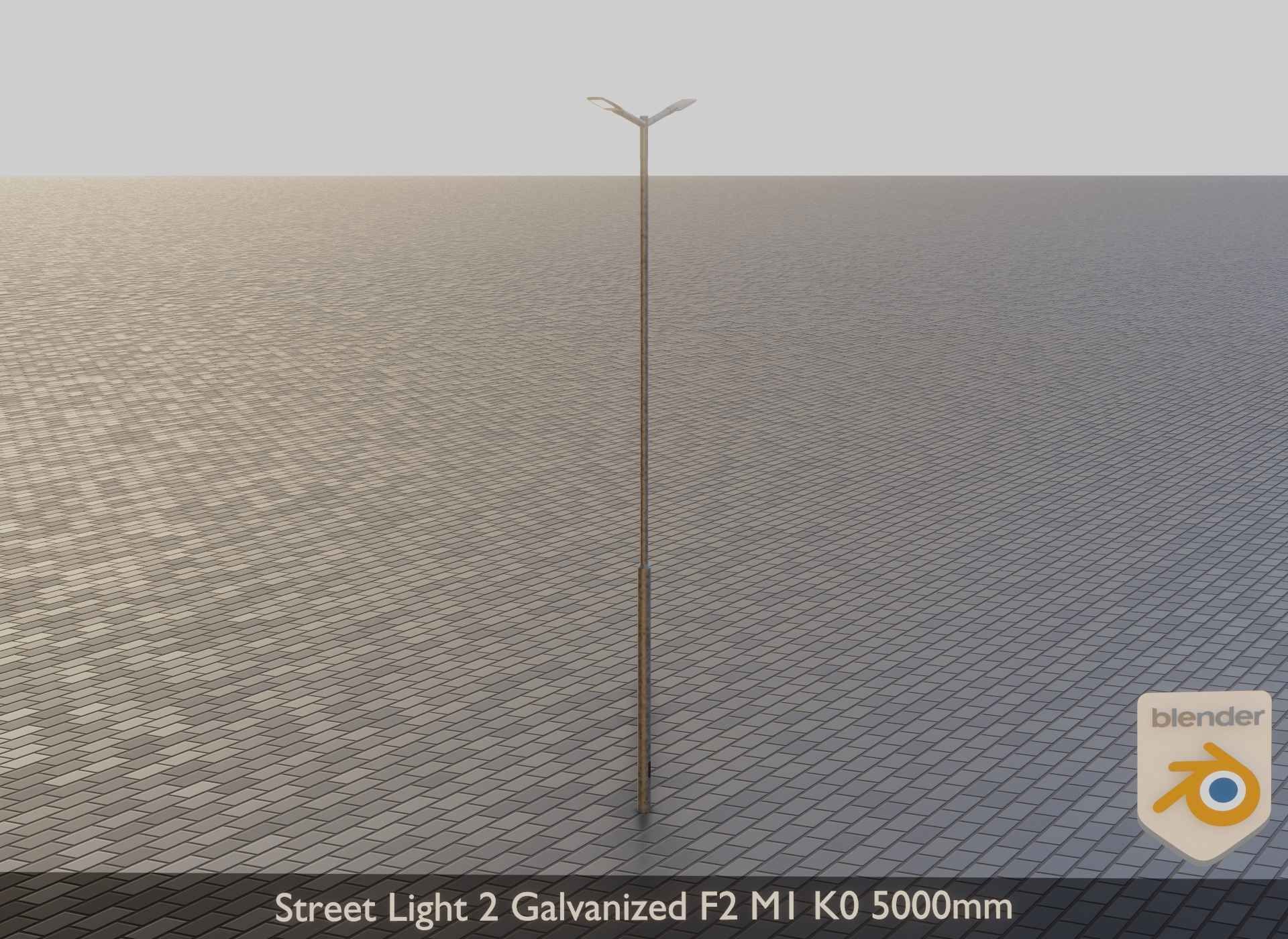 Street Light 2 Galvanized F2 M1 K0 5000mm Low-poly 3D model_14
