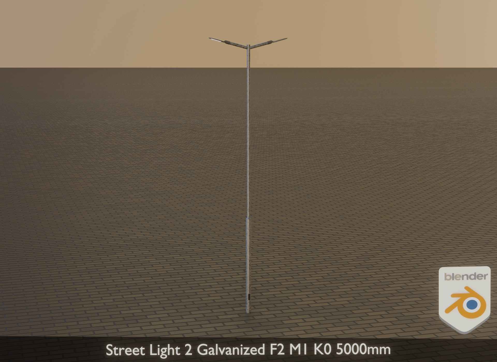 Street Light 2 Galvanized F2 M1 K0 5000mm Low-poly 3D model_39
