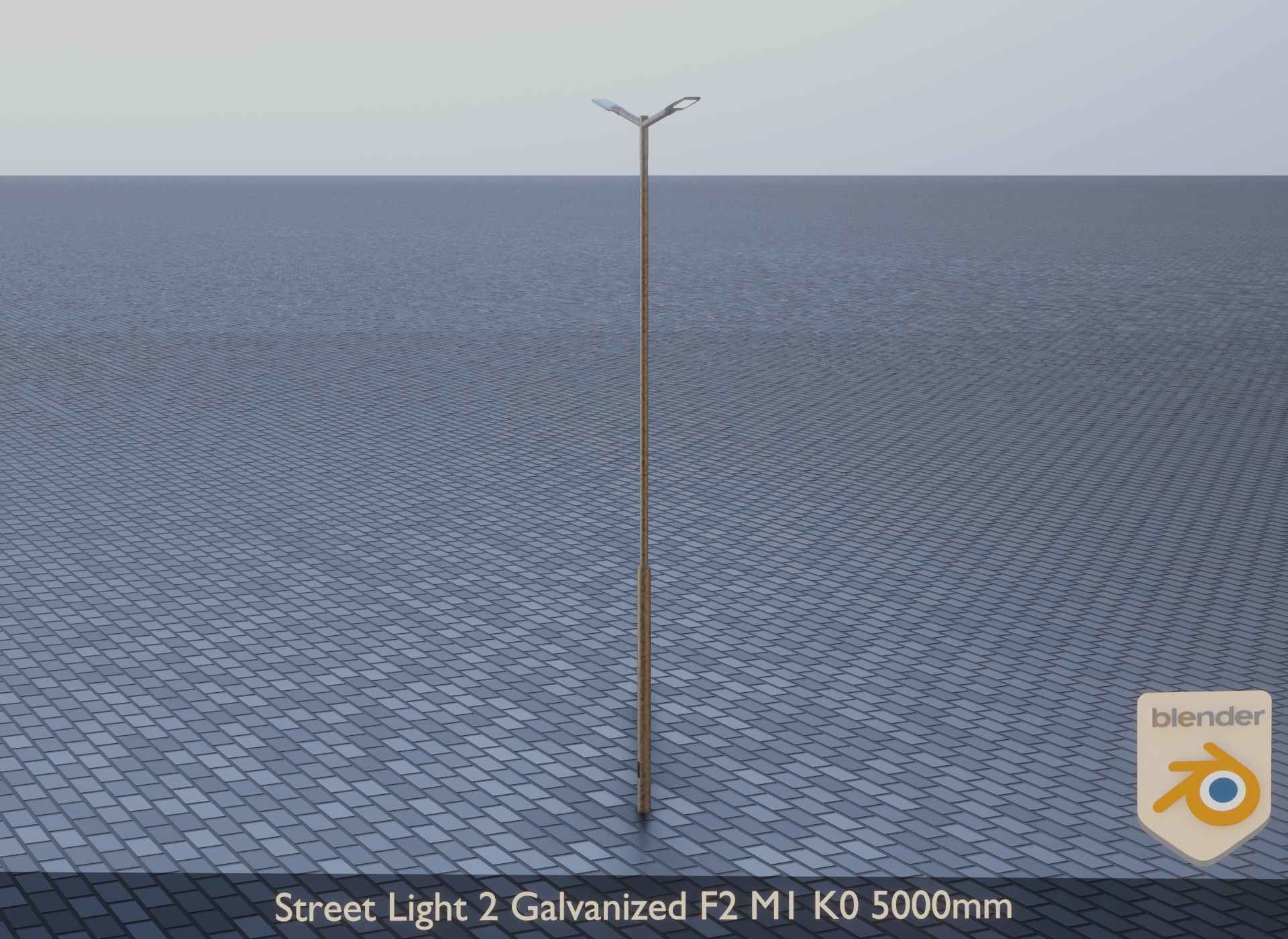 Street Light 2 Galvanized F2 M1 K0 5000mm Low-poly 3D model_8