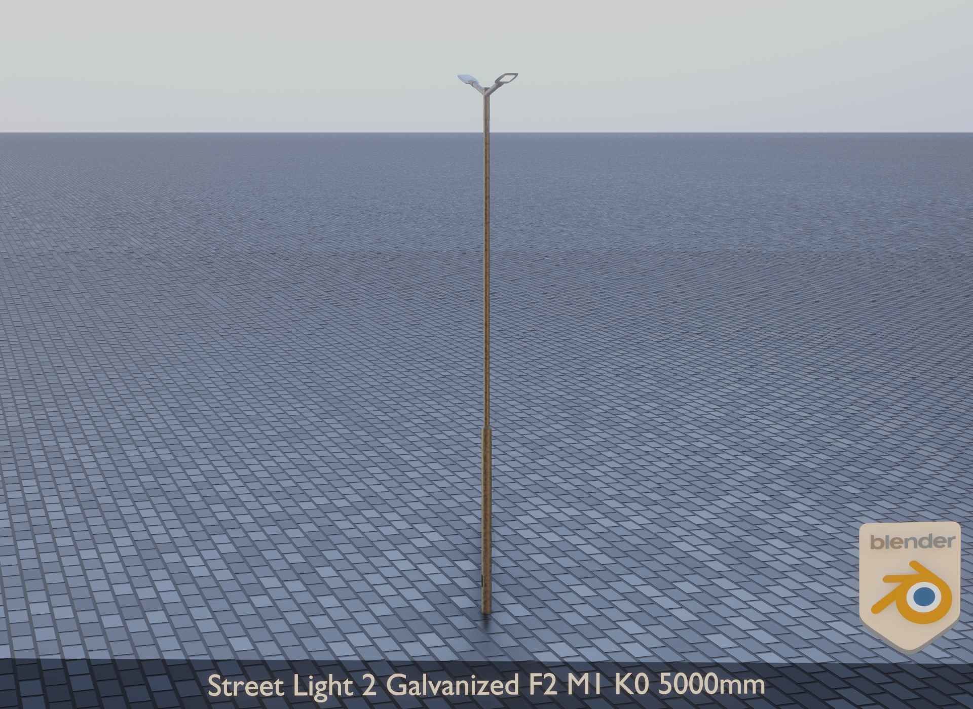 Street Light 2 Galvanized F2 M1 K0 5000mm Low-poly 3D model_9