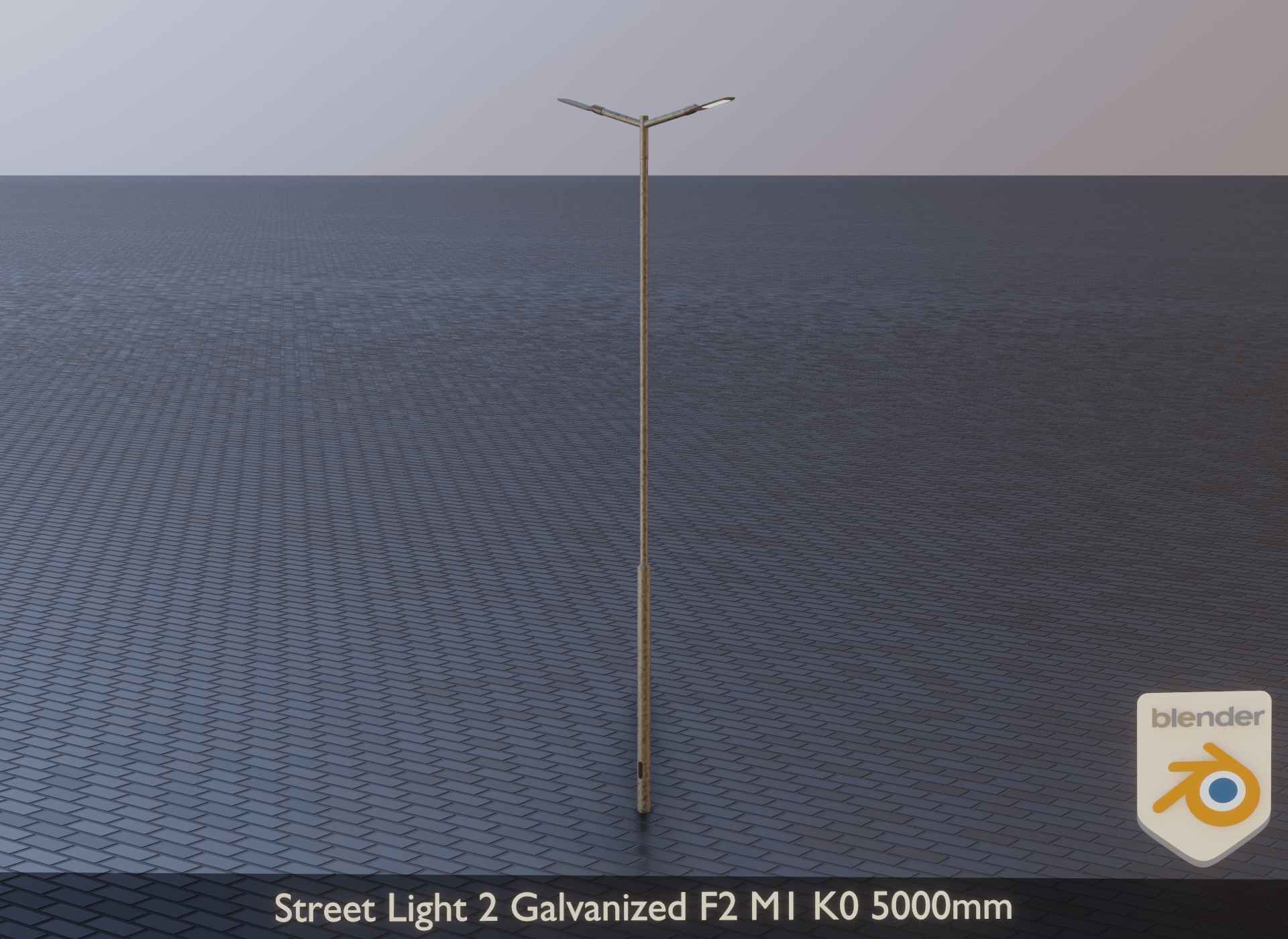 Street Light 2 Galvanized F2 M1 K0 5000mm Low-poly 3D model_5