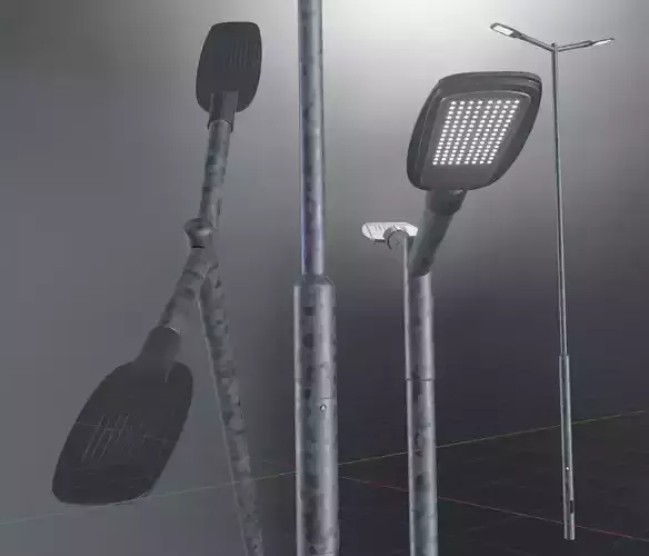Street Light 2 Galvanized F2 M1 K0 5000mm Low-poly 3D model