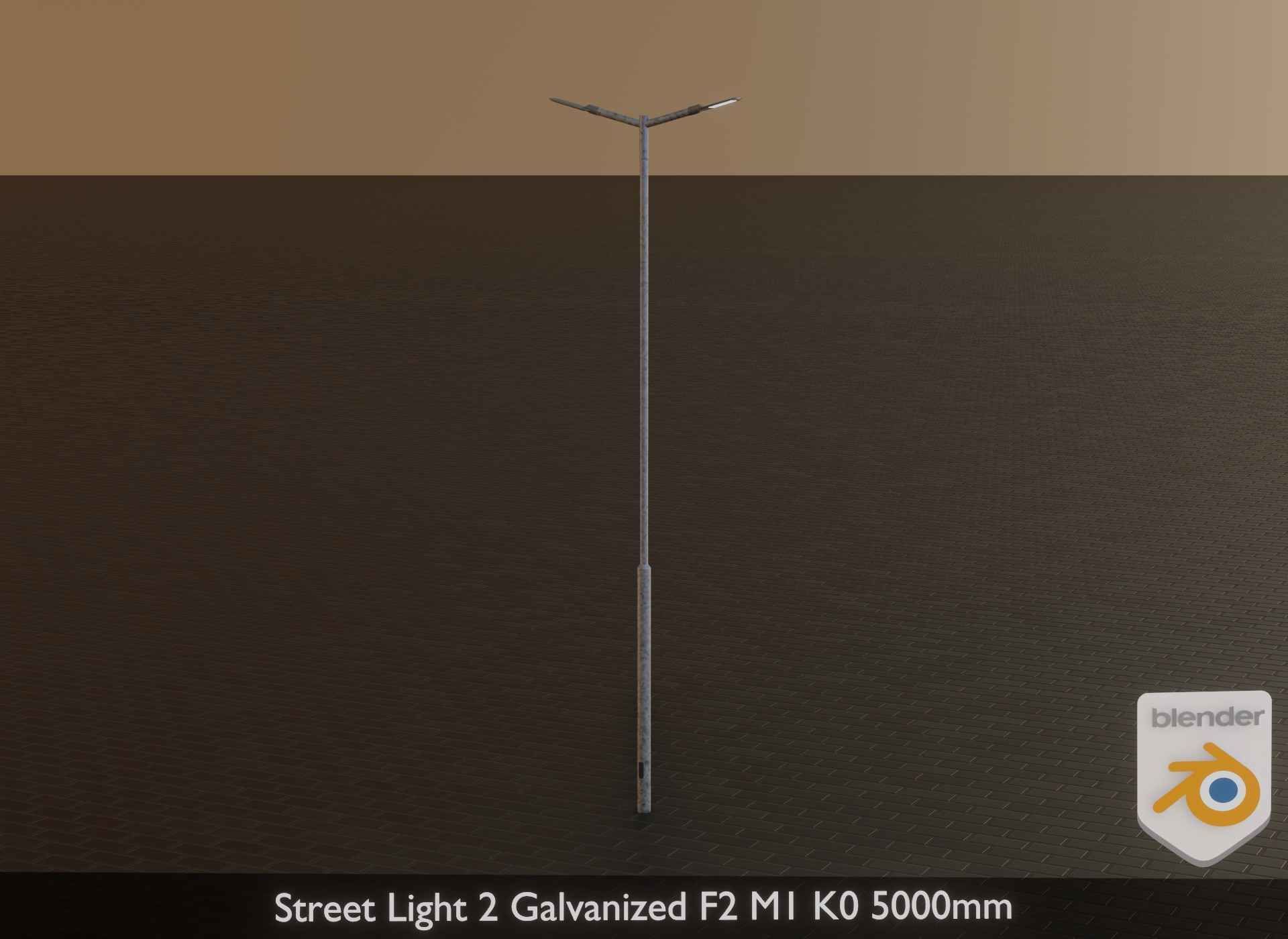 Street Light 2 Galvanized F2 M1 K0 5000mm Low-poly 3D model_24