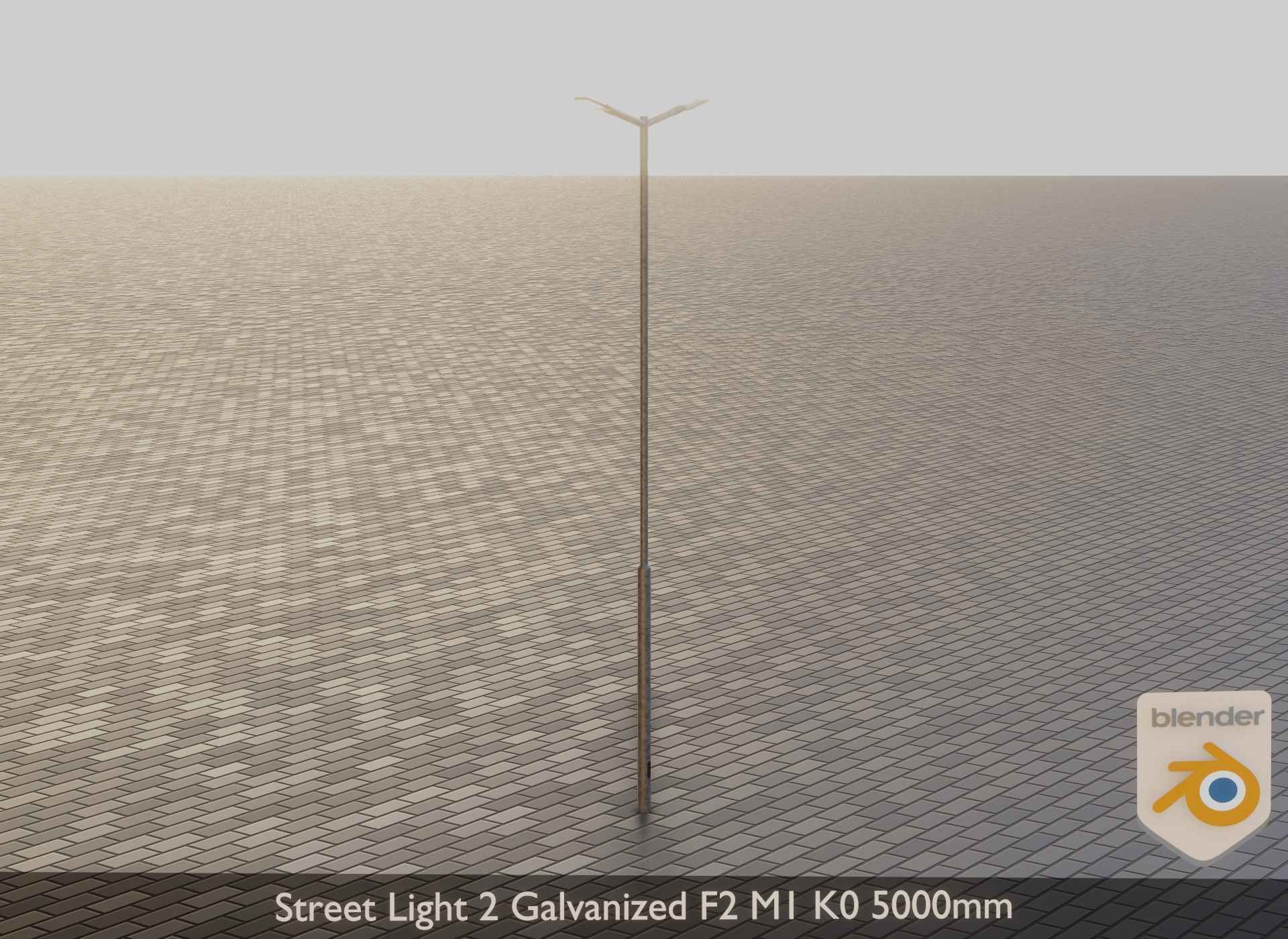 Street Light 2 Galvanized F2 M1 K0 5000mm Low-poly 3D model_15