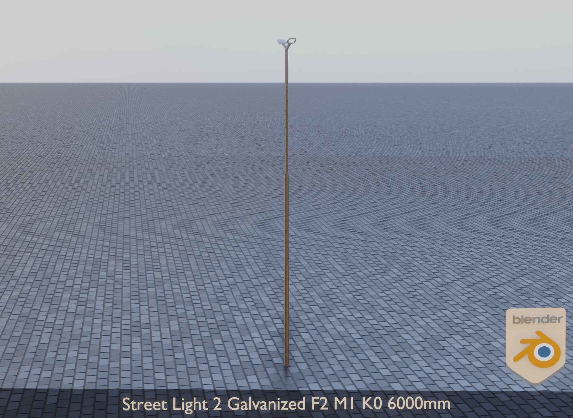 Street Light 2 Galvanized F2 M1 K0 6000mm Low-poly 3D model_10