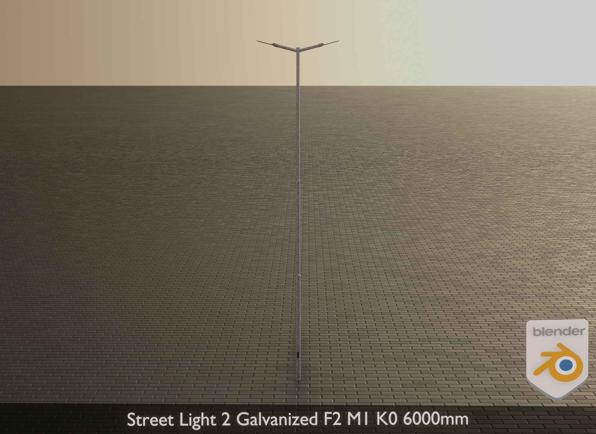 Street Light 2 Galvanized F2 M1 K0 6000mm Low-poly 3D model_21