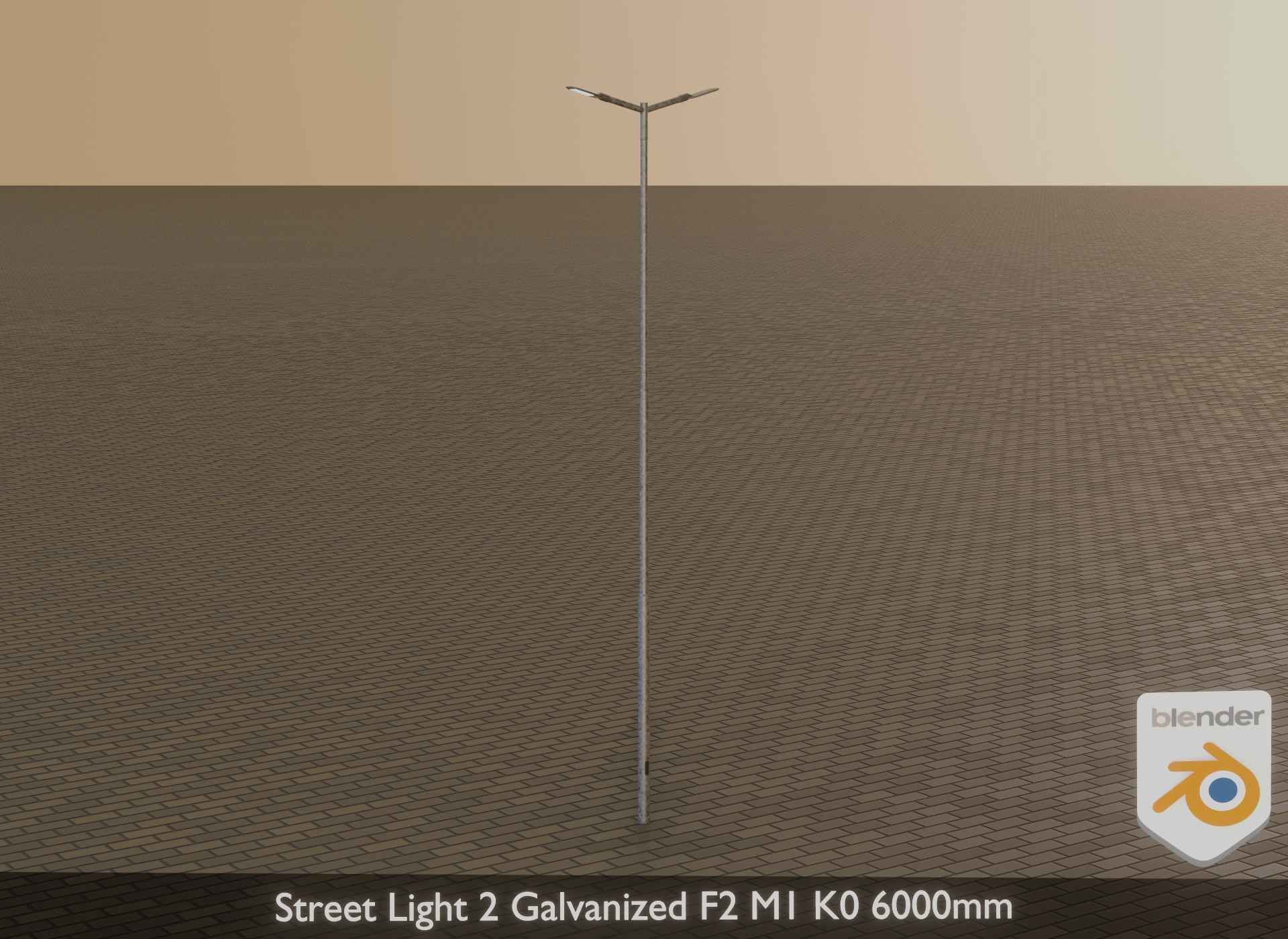 Street Light 2 Galvanized F2 M1 K0 6000mm Low-poly 3D model_37