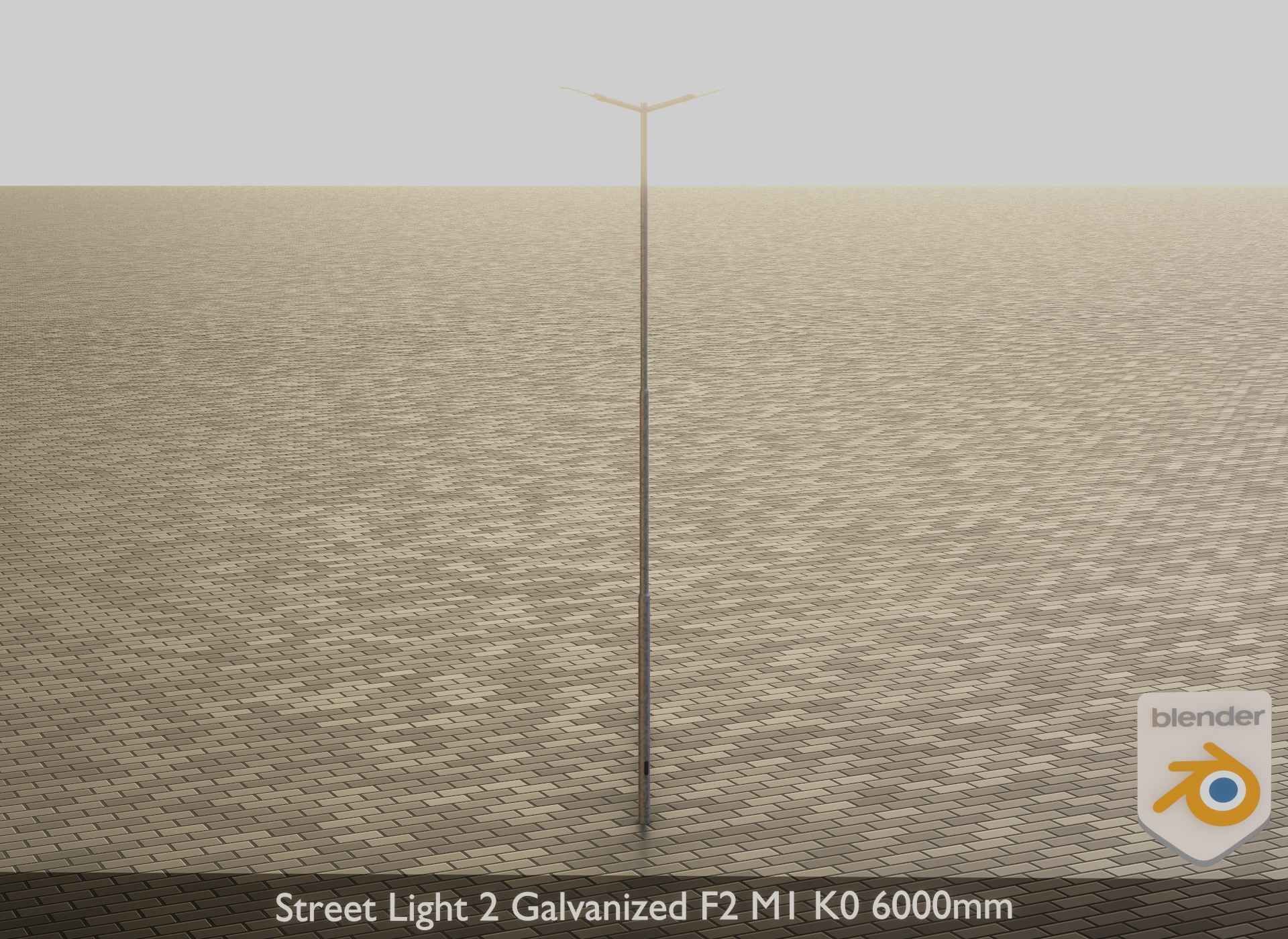 Street Light 2 Galvanized F2 M1 K0 6000mm Low-poly 3D model_18