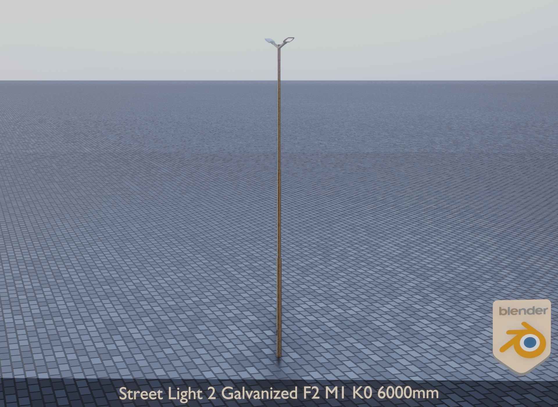 Street Light 2 Galvanized F2 M1 K0 6000mm Low-poly 3D model_9