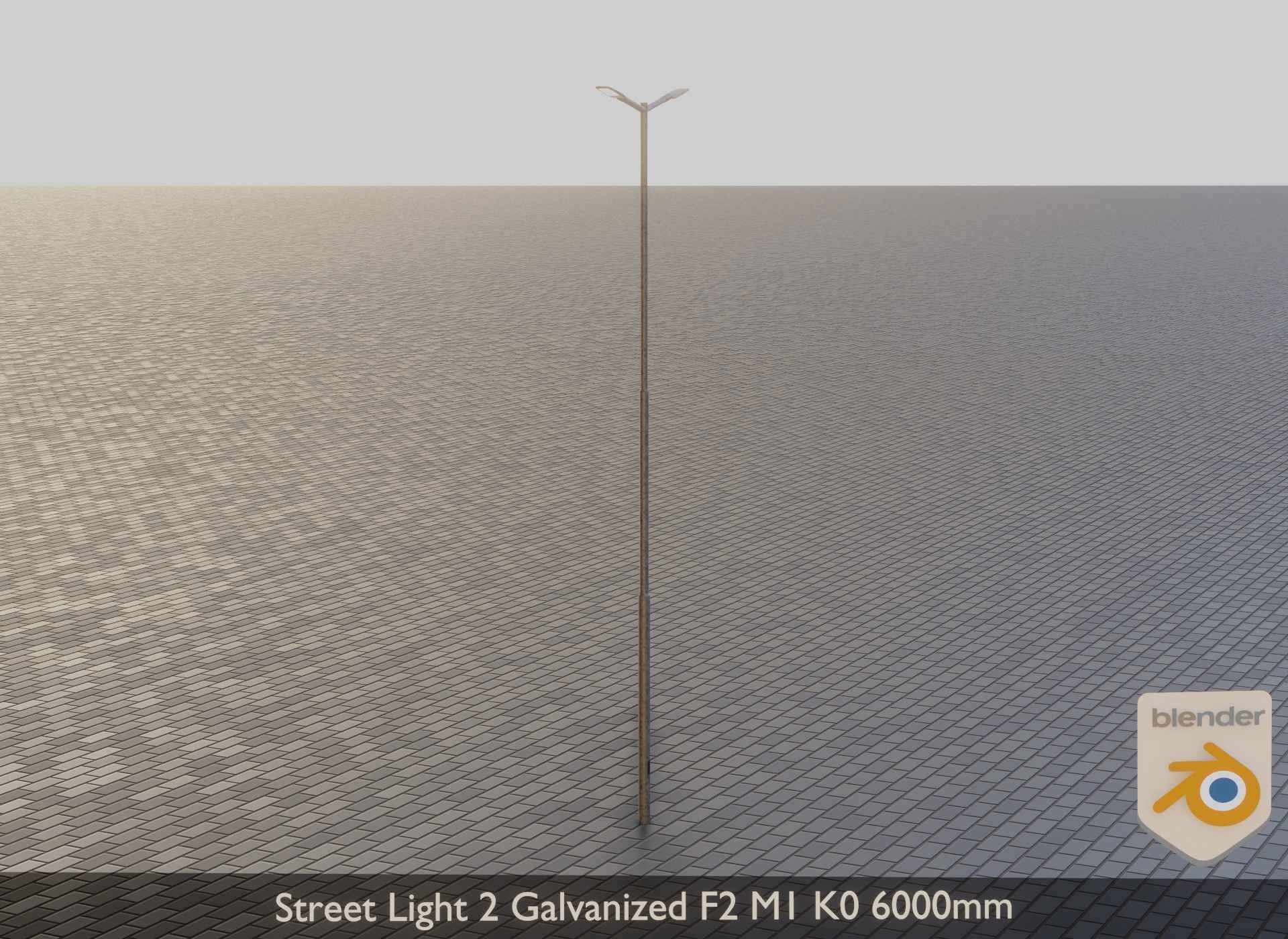 Street Light 2 Galvanized F2 M1 K0 6000mm Low-poly 3D model_14
