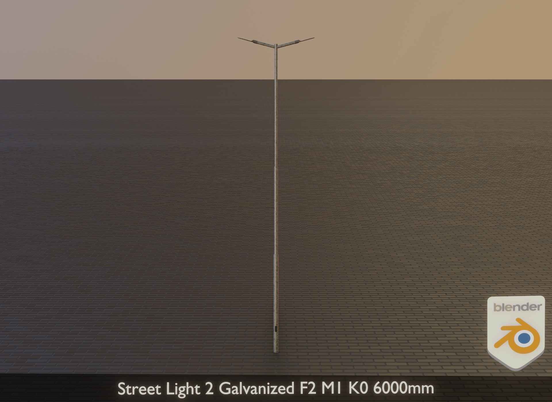 Street Light 2 Galvanized F2 M1 K0 6000mm Low-poly 3D model_1
