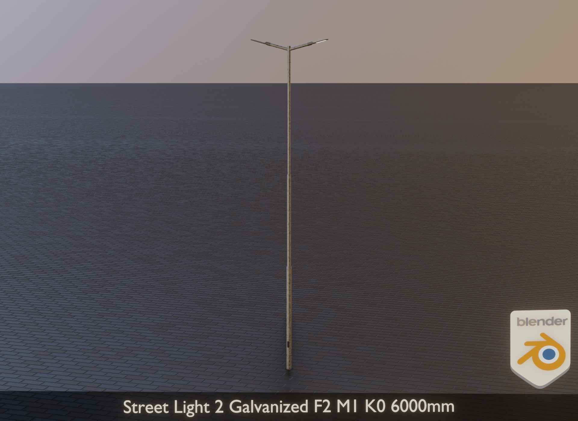 Street Light 2 Galvanized F2 M1 K0 6000mm Low-poly 3D model_3