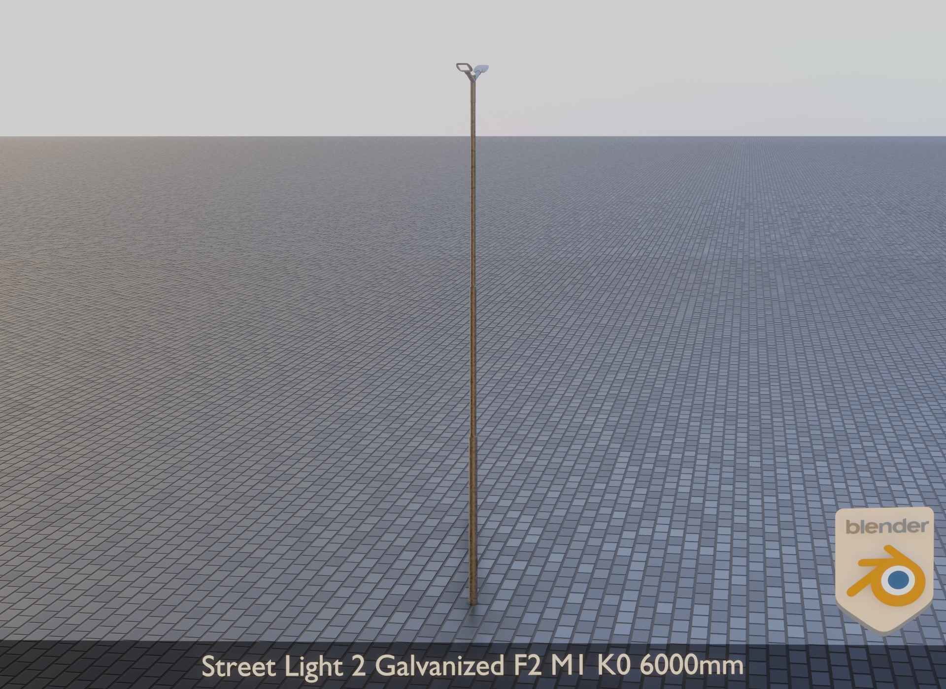Street Light 2 Galvanized F2 M1 K0 6000mm Low-poly 3D model_12