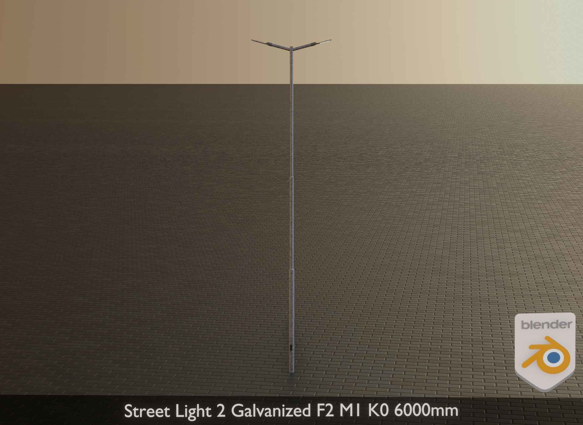 Street Light 2 Galvanized F2 M1 K0 6000mm Low-poly 3D model_22