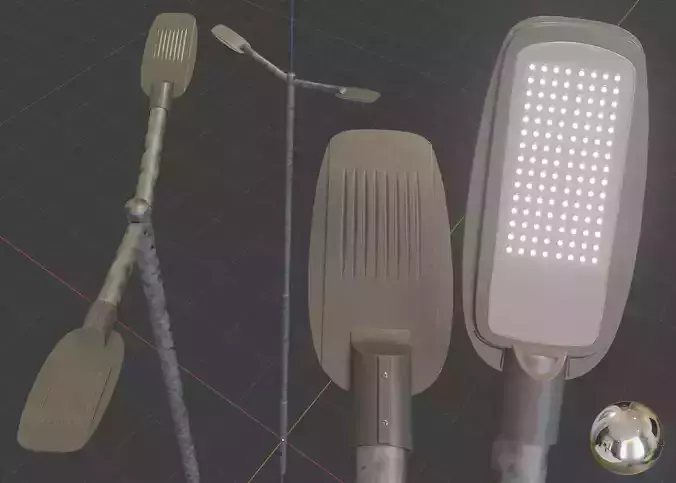 Street Light 2 Galvanized F2 M1 K0 7000mm Low-poly 3D model