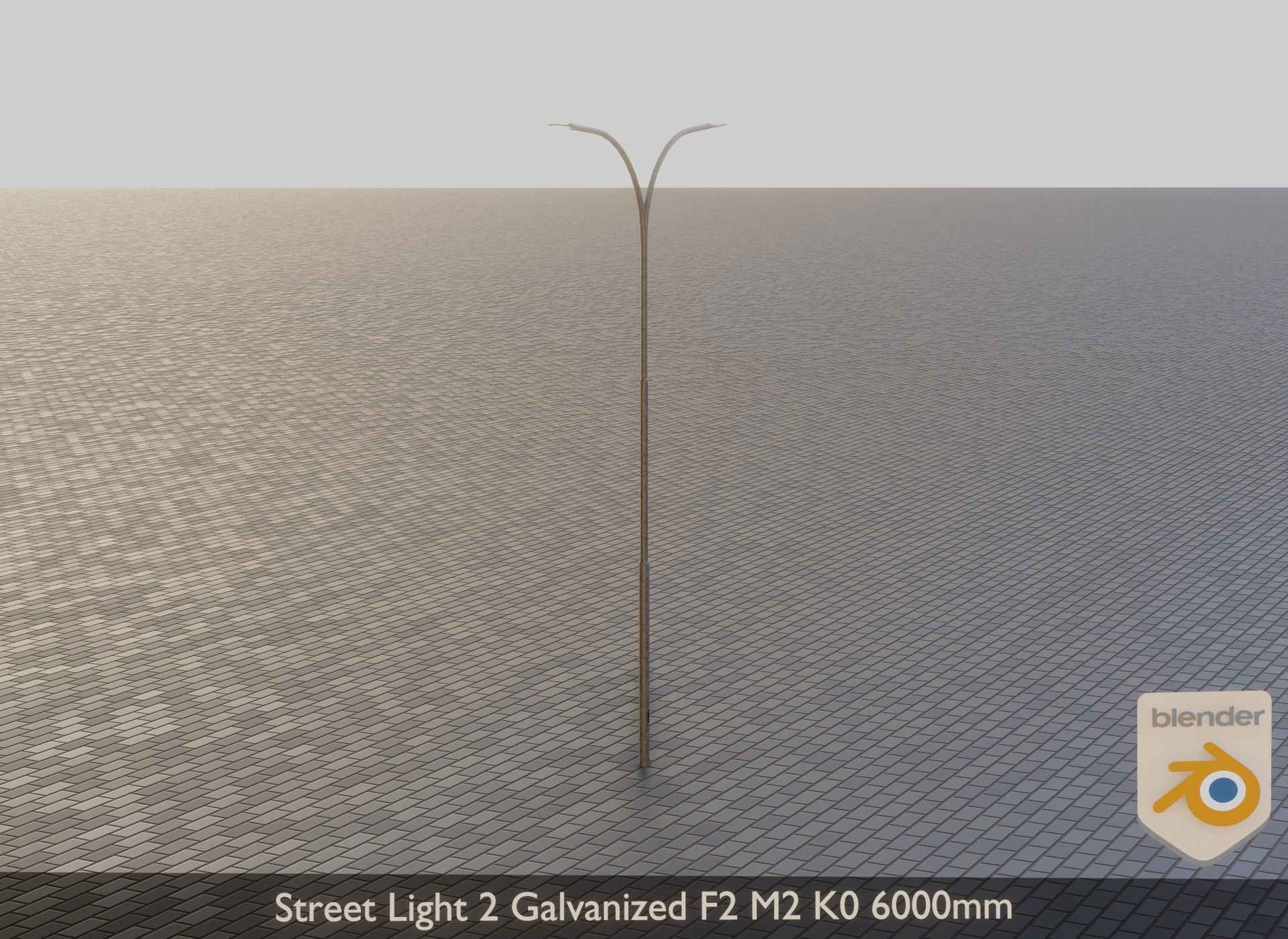 Street Light 2 Galvanized F2 M2 K0 6000mm Low-poly 3D model_14