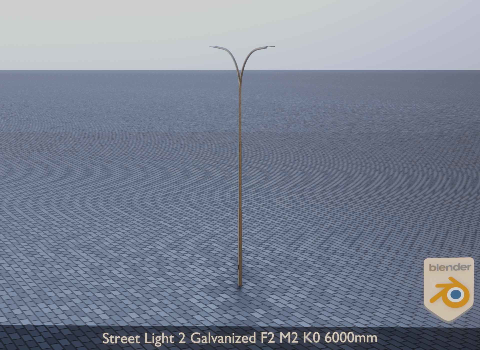 Street Light 2 Galvanized F2 M2 K0 6000mm Low-poly 3D model_8