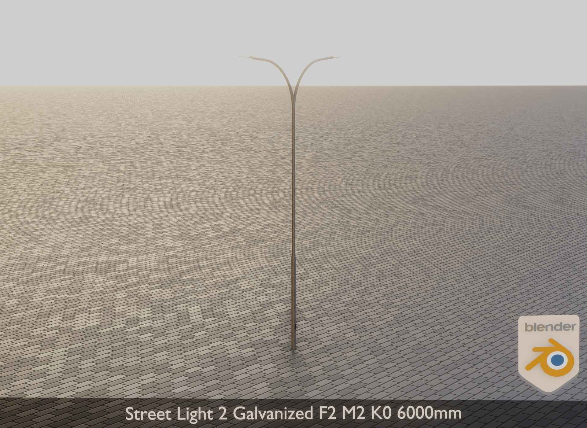 Street Light 2 Galvanized F2 M2 K0 6000mm Low-poly 3D model_15