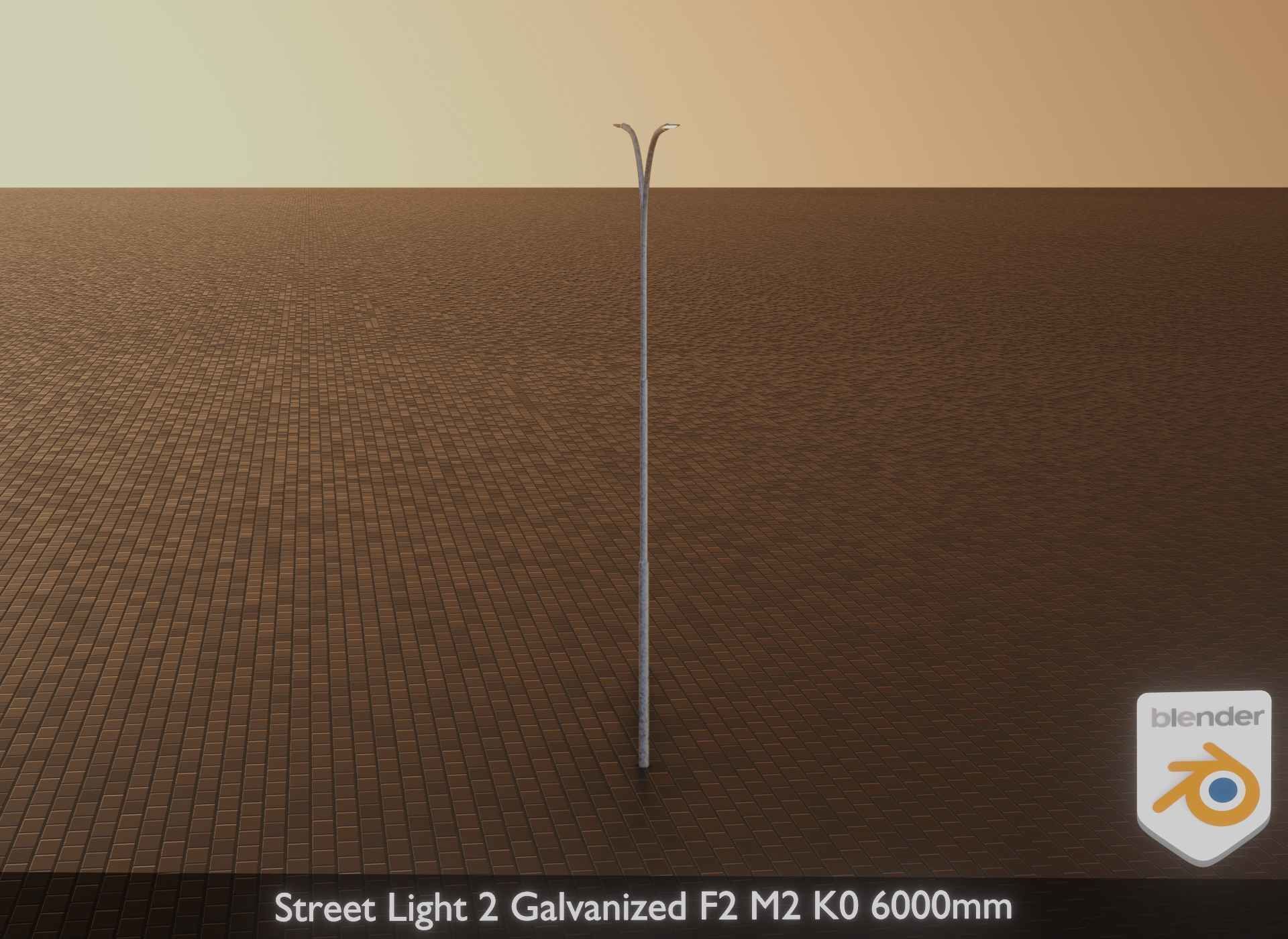 Street Light 2 Galvanized F2 M2 K0 6000mm Low-poly 3D model_30