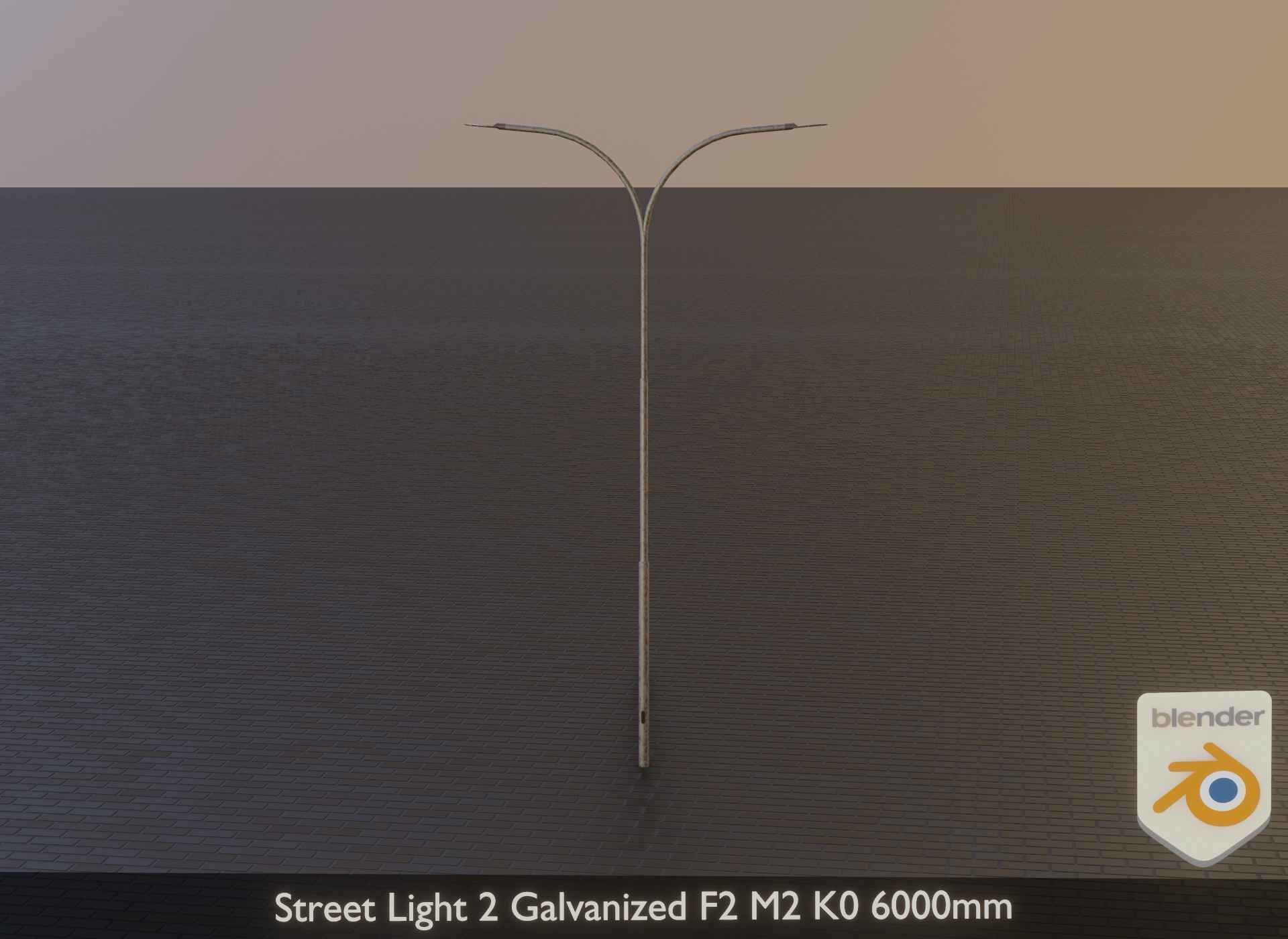 Street Light 2 Galvanized F2 M2 K0 6000mm Low-poly 3D model_2