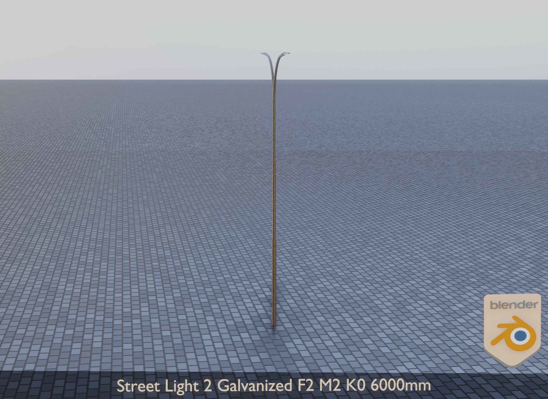 Street Light 2 Galvanized F2 M2 K0 6000mm Low-poly 3D model_10