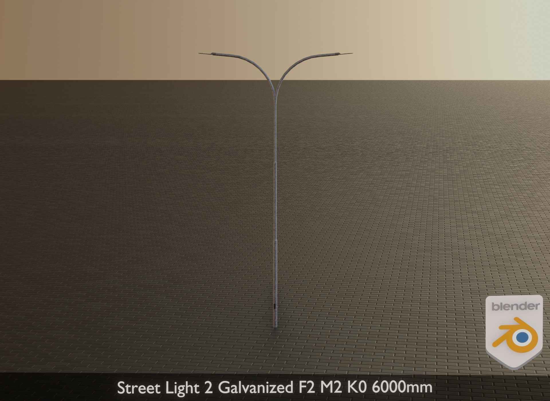 Street Light 2 Galvanized F2 M2 K0 6000mm Low-poly 3D model_22