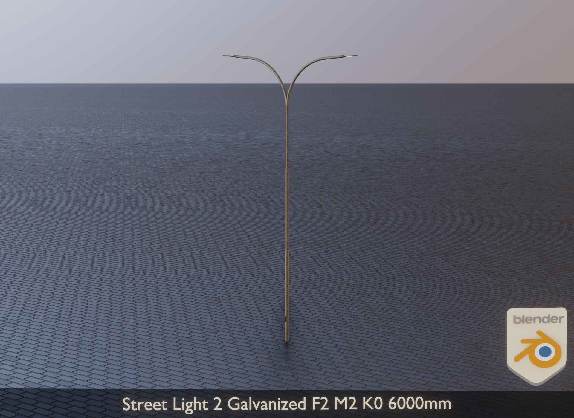 Street Light 2 Galvanized F2 M2 K0 6000mm Low-poly 3D model_5