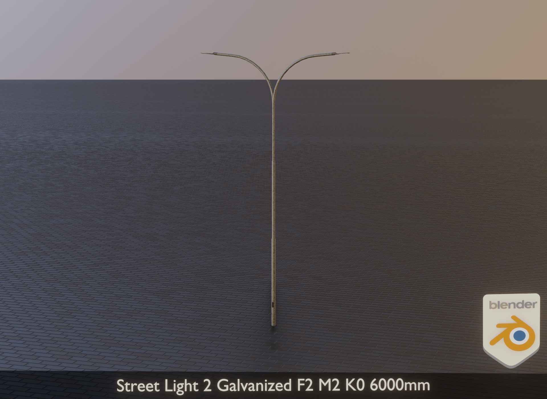 Street Light 2 Galvanized F2 M2 K0 6000mm Low-poly 3D model_3