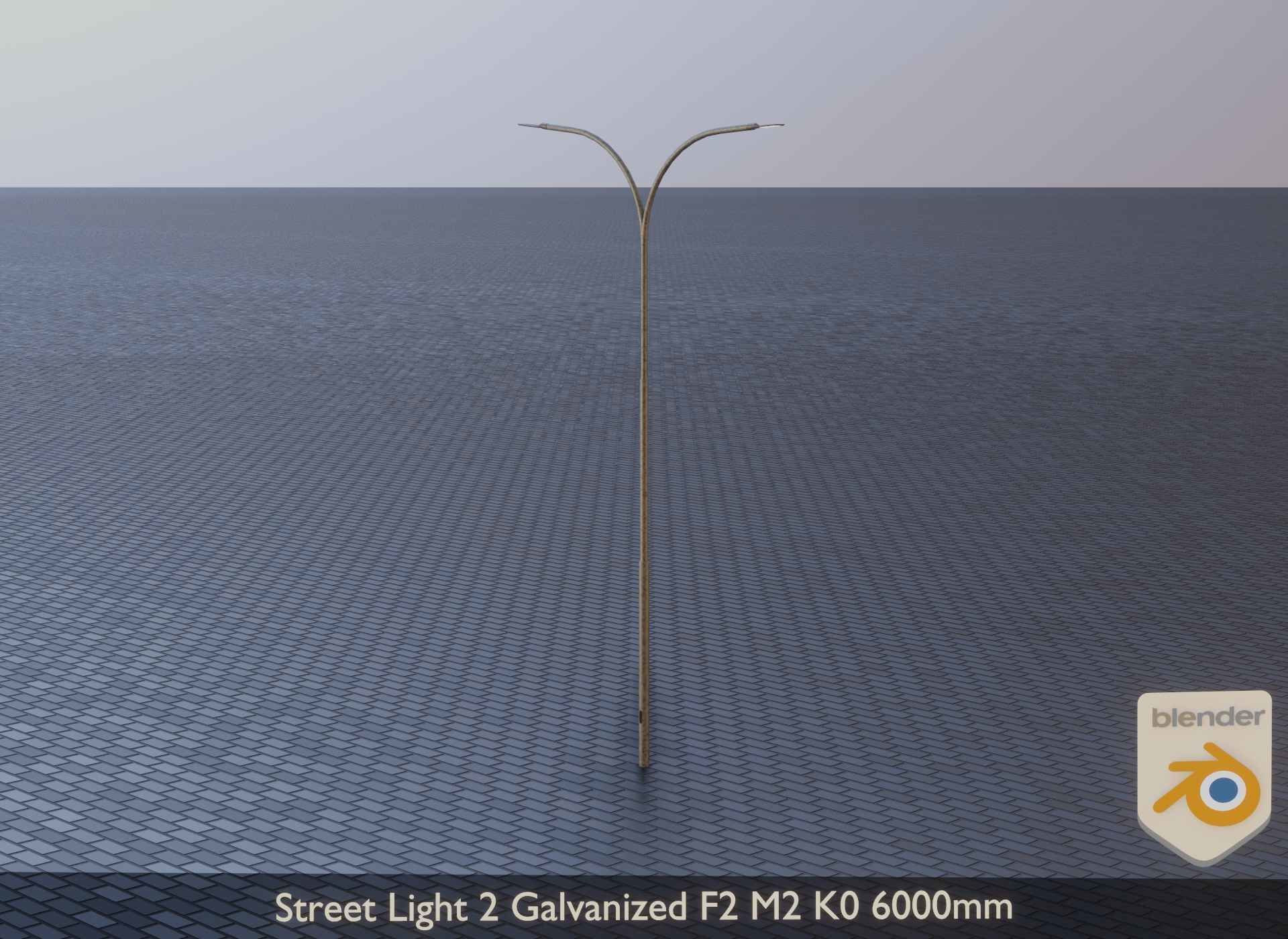 Street Light 2 Galvanized F2 M2 K0 6000mm Low-poly 3D model_6