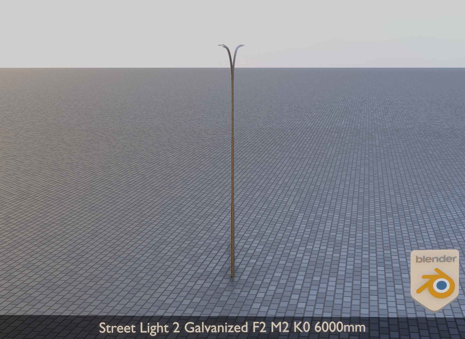 Street Light 2 Galvanized F2 M2 K0 6000mm Low-poly 3D model_12