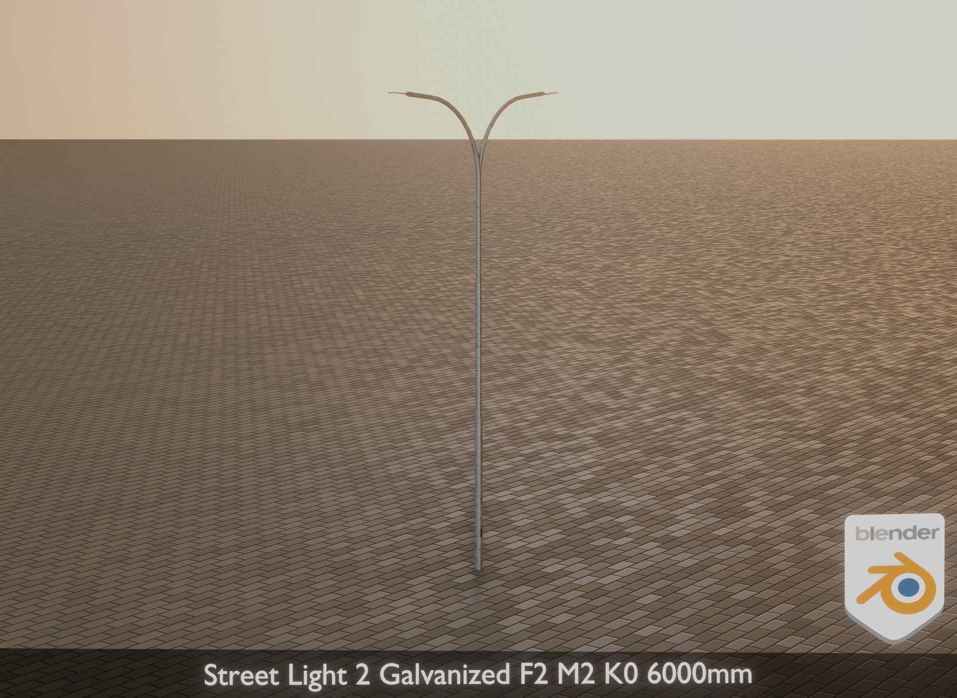 Street Light 2 Galvanized F2 M2 K0 6000mm Low-poly 3D model_35