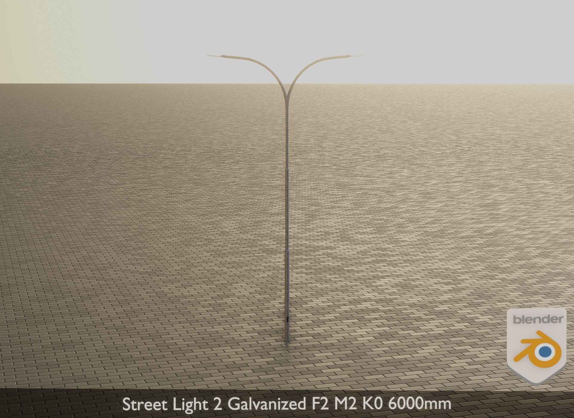 Street Light 2 Galvanized F2 M2 K0 6000mm Low-poly 3D model_19