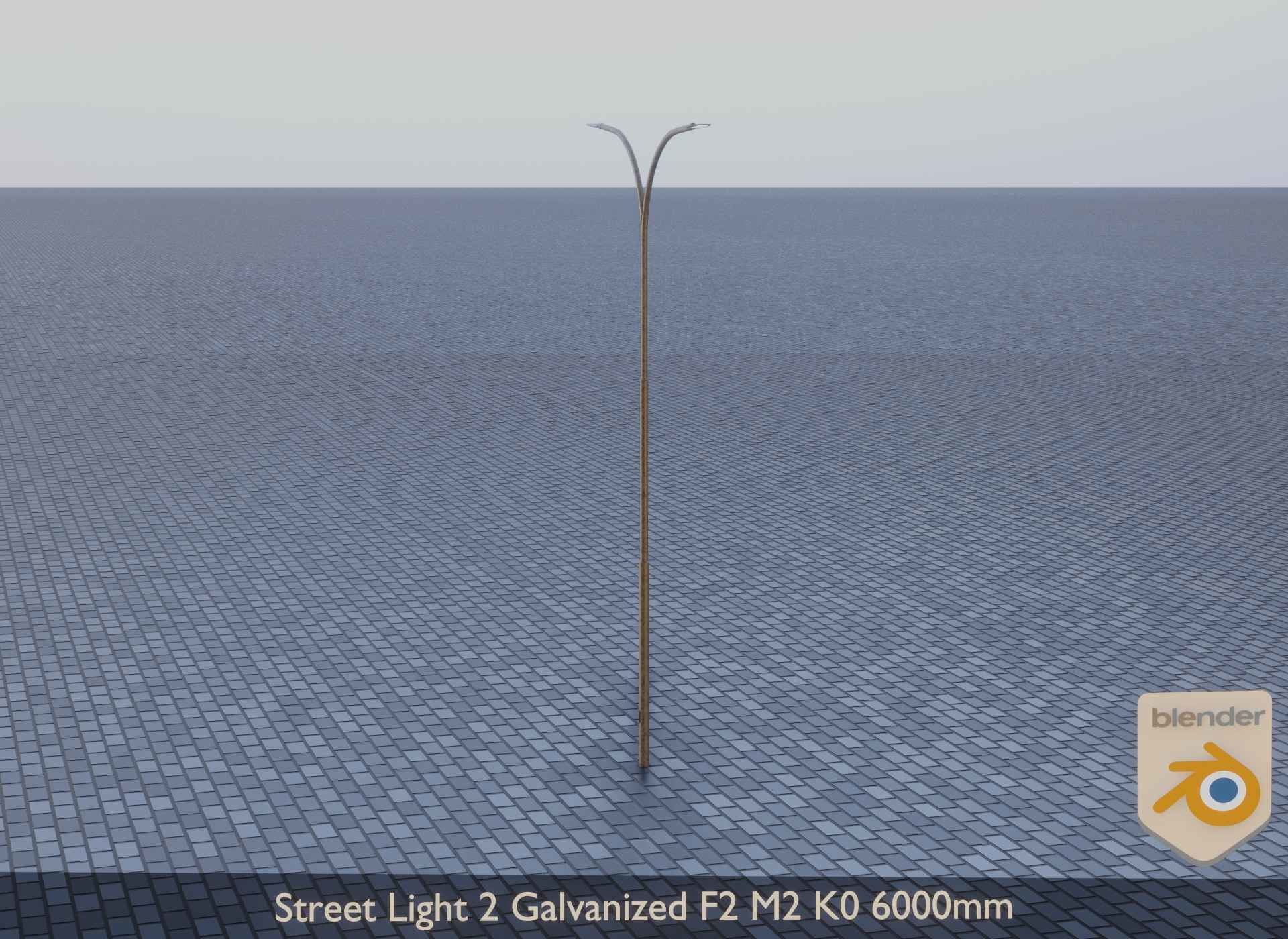 Street Light 2 Galvanized F2 M2 K0 6000mm Low-poly 3D model_9