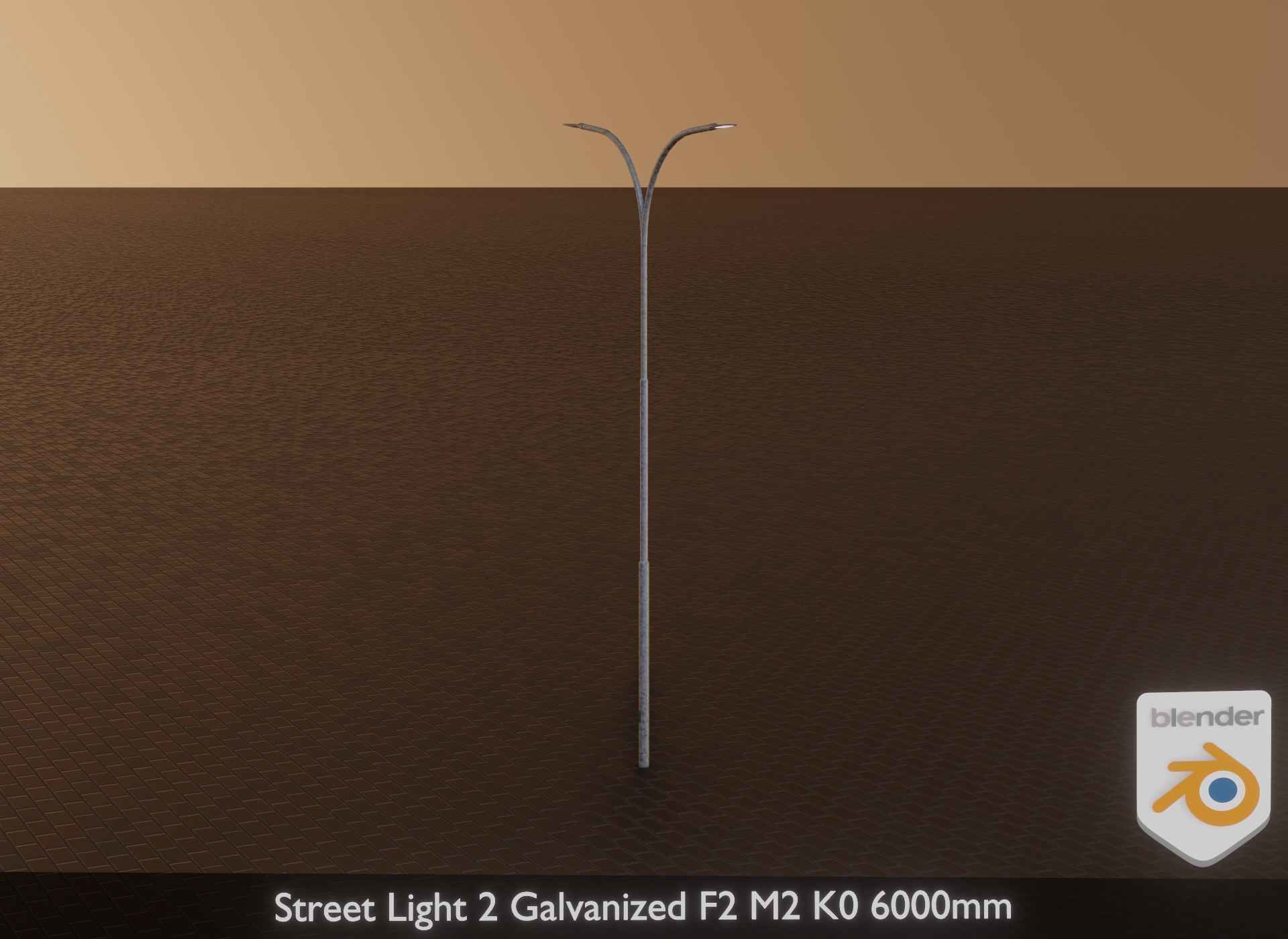 Street Light 2 Galvanized F2 M2 K0 6000mm Low-poly 3D model_28