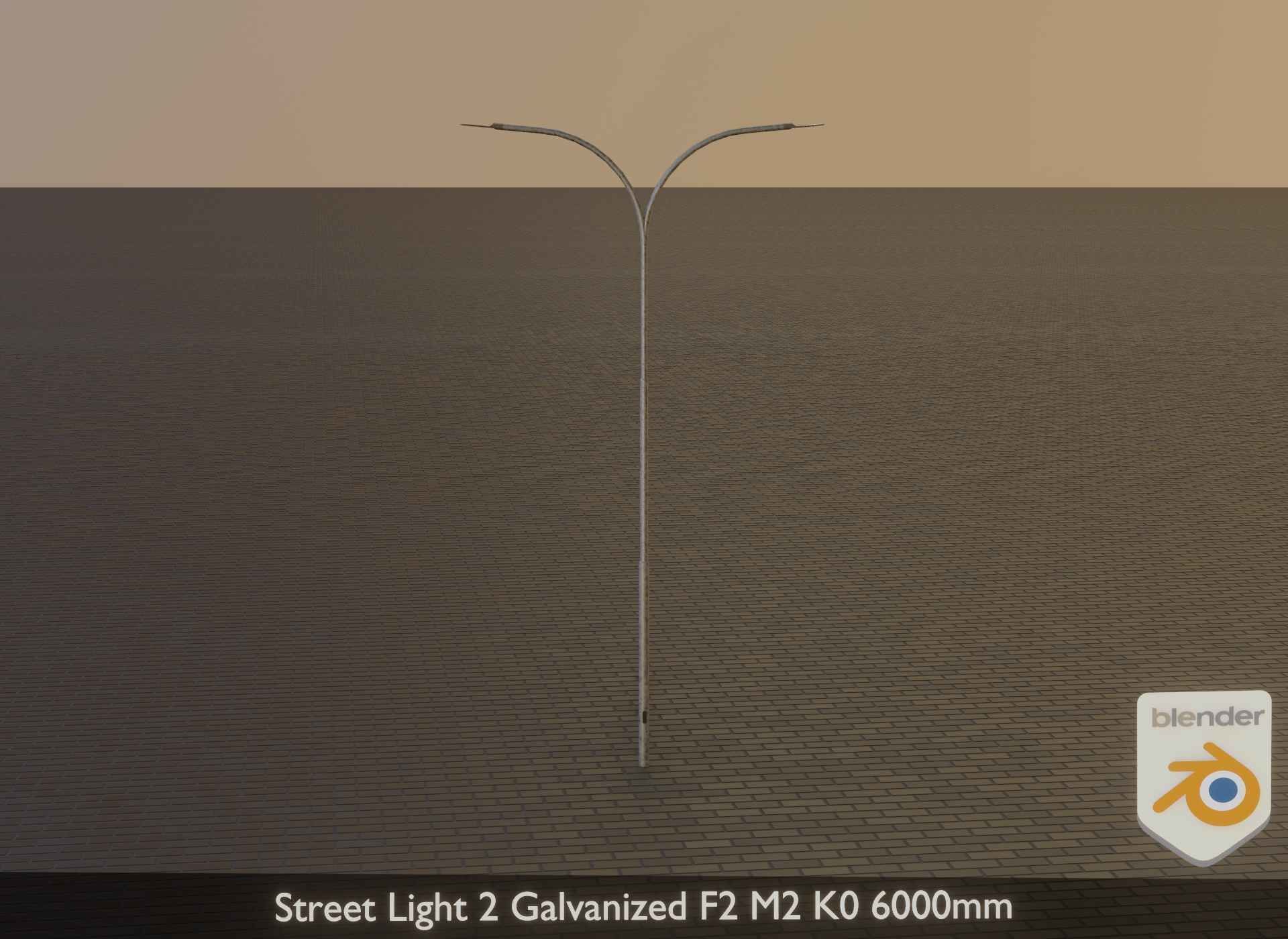 Street Light 2 Galvanized F2 M2 K0 6000mm Low-poly 3D model_40