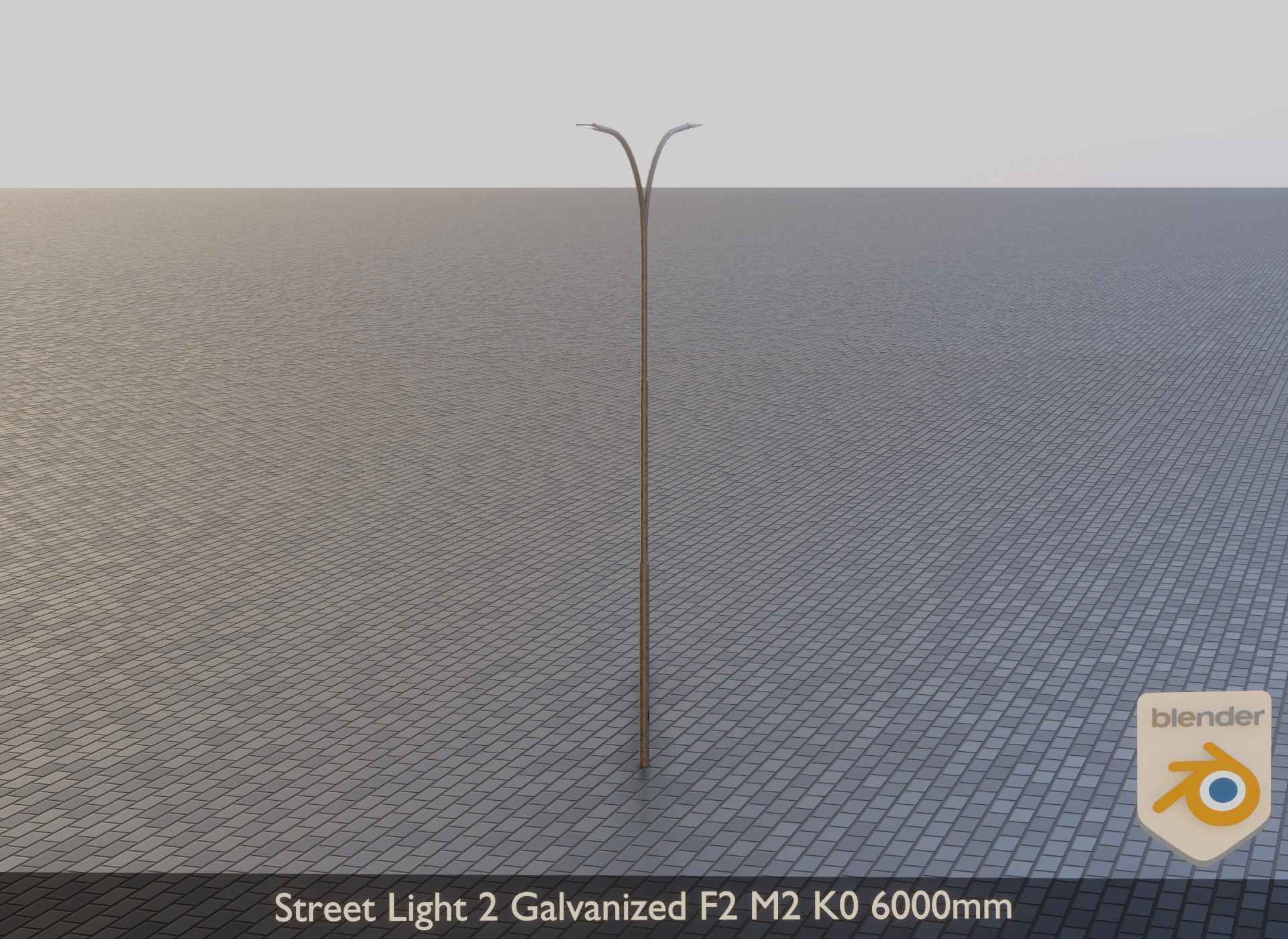 Street Light 2 Galvanized F2 M2 K0 6000mm Low-poly 3D model_13