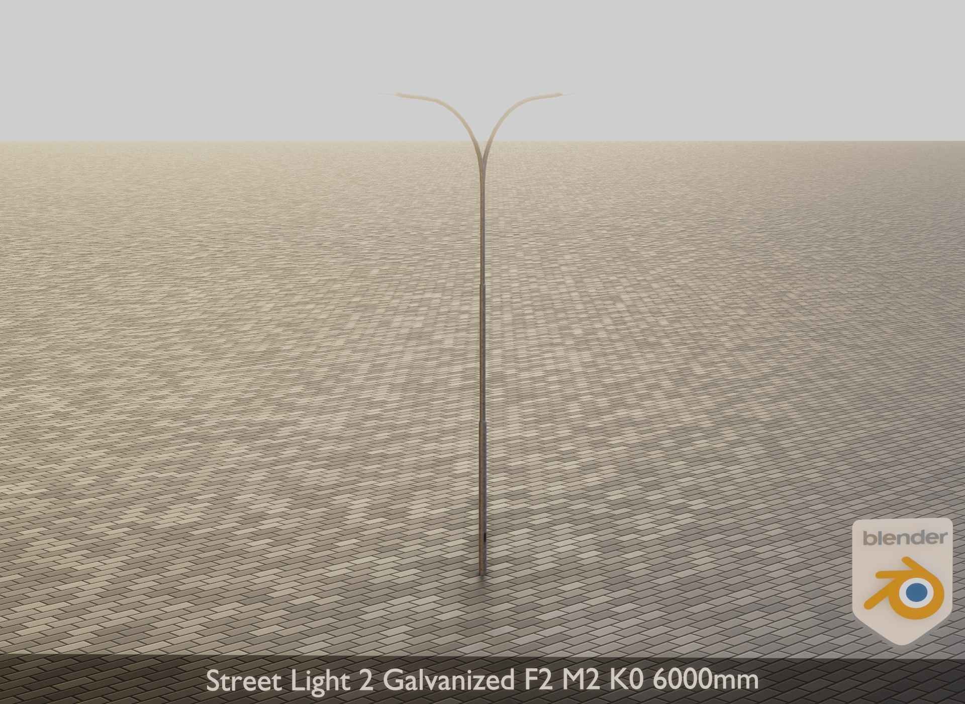 Street Light 2 Galvanized F2 M2 K0 6000mm Low-poly 3D model_16