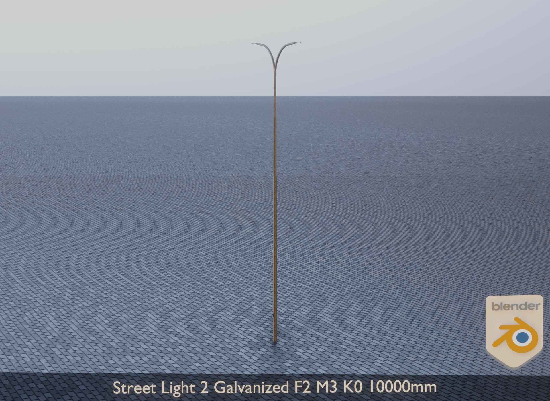 Street Light 2 Galvanized F2 M3 K0 10000mm Low-poly 3D model_7